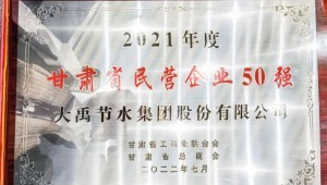 2022年7月4日milan米兰水集团荣获2021年度甘肃省民营企业50强